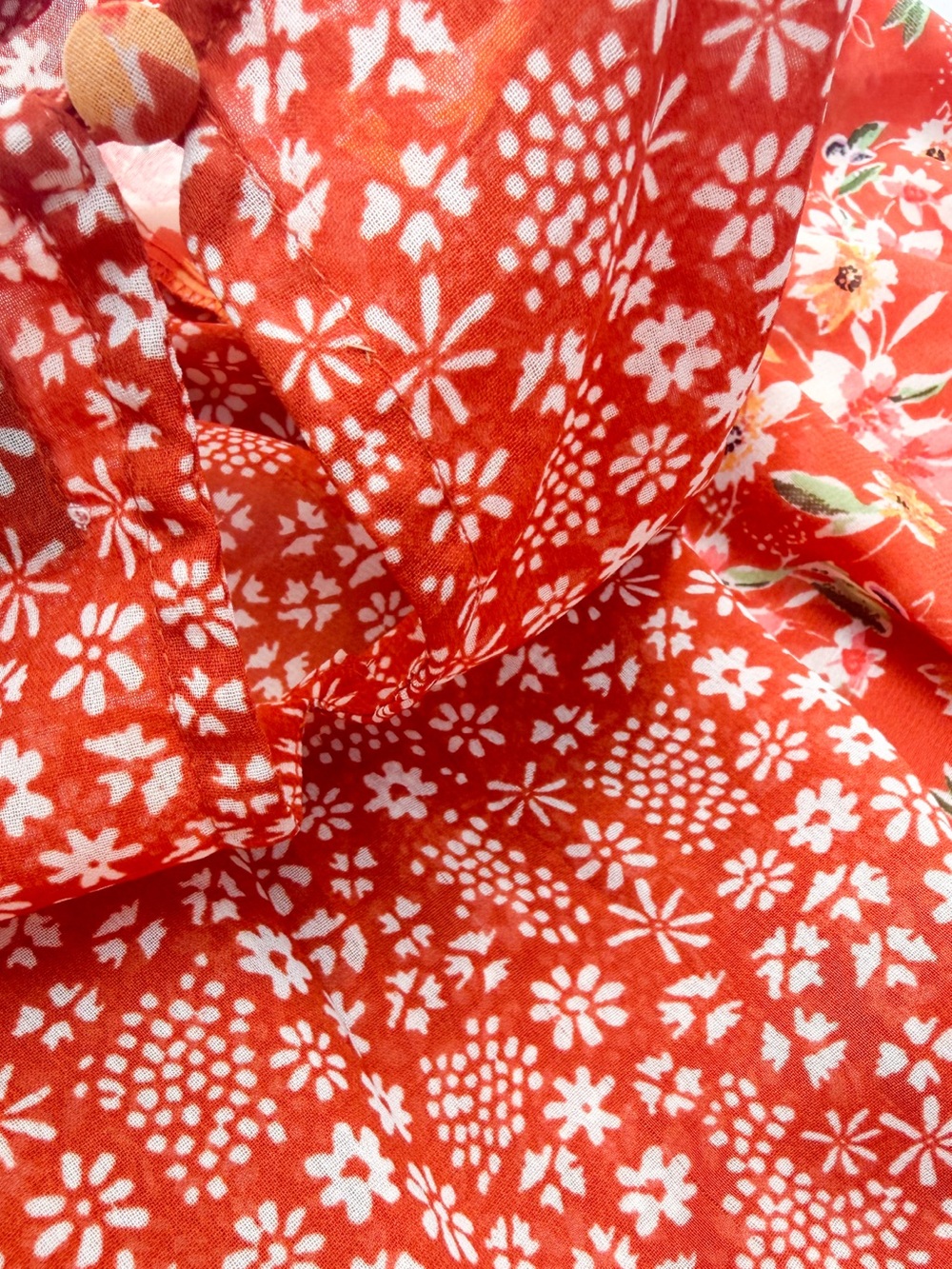 ASOS DESIGN Mixed Floral Mini Skater Dress Rust Red Boho Size 6 Womens EUC Sheer - Picture 5 of 11